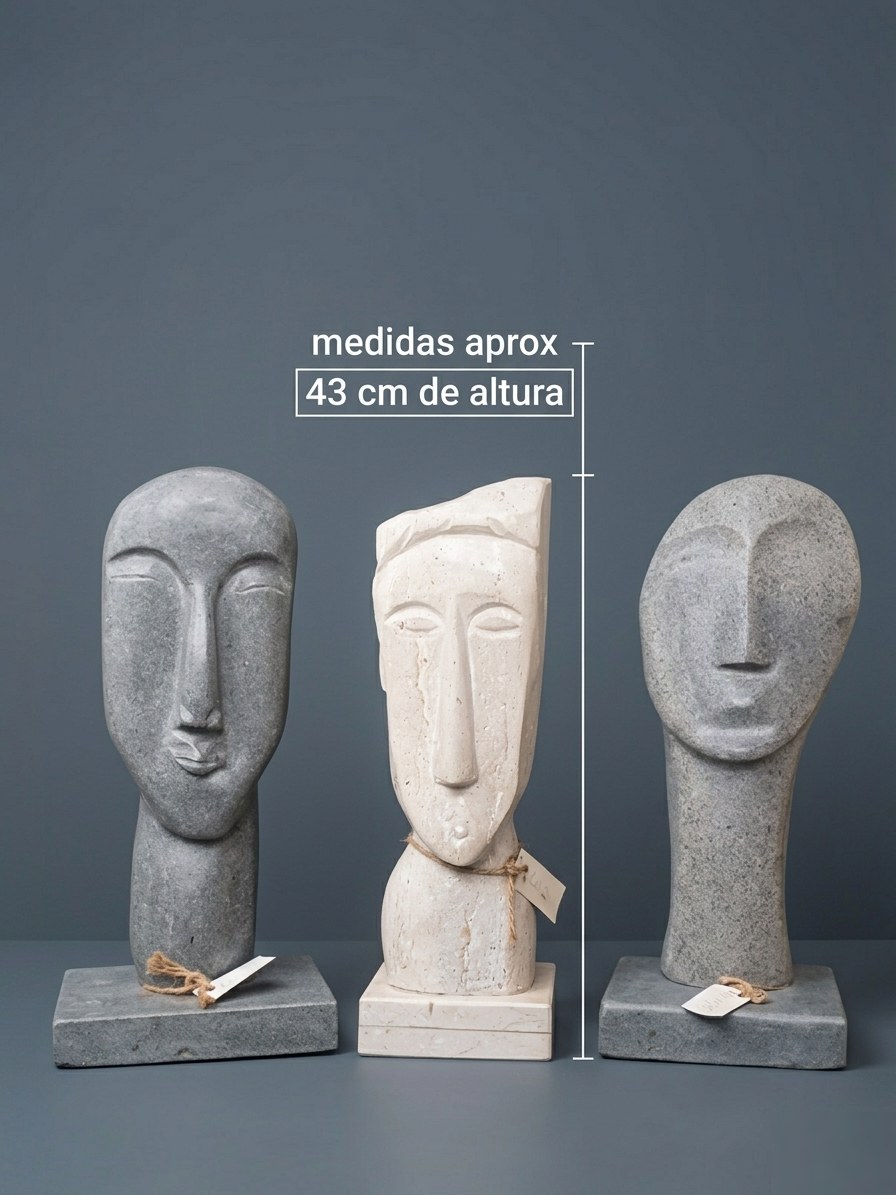 Cabezas estilo Modigliani en piedra
