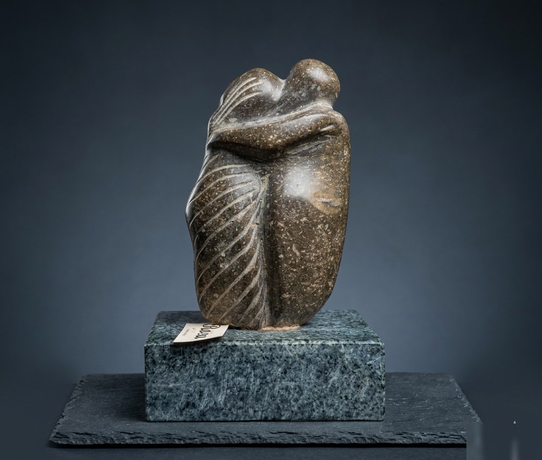 Pareja abrazo en piedra
